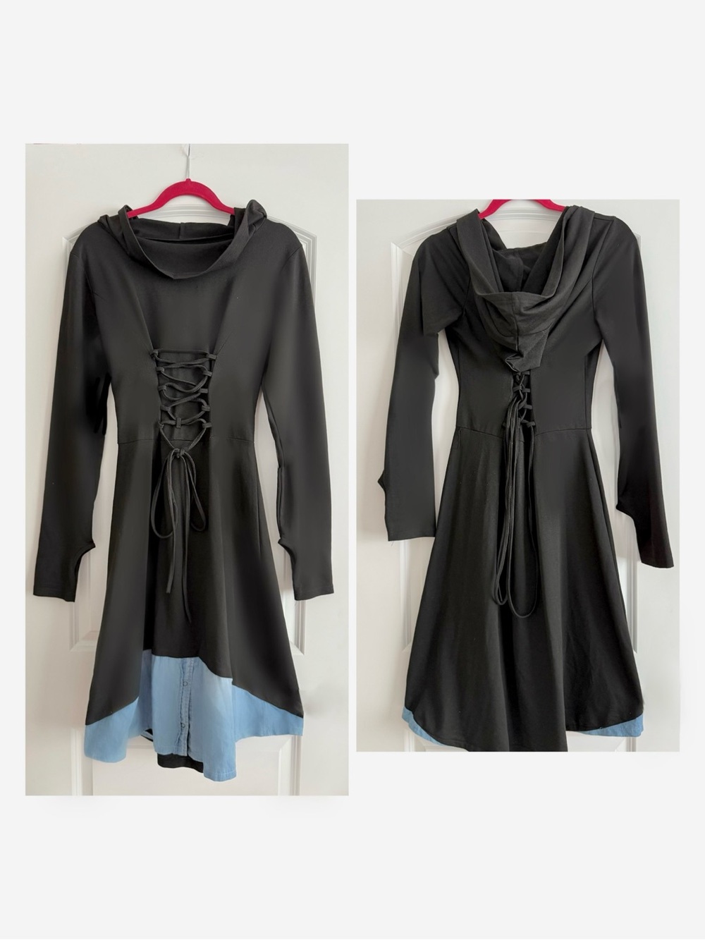 Black Hooded Corset Fit & Flare Dress